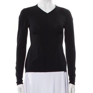 KHAITE Black V-Neck Long Sleeve Top